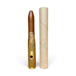 20mm Oerlikon Brass Case Dummy Round, Fairly Clean, with Paper Protector Tube