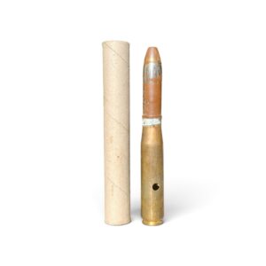 20mm Oerlikon Brass Case Dummy Round with Paper Protector Tube – Needs Polishing