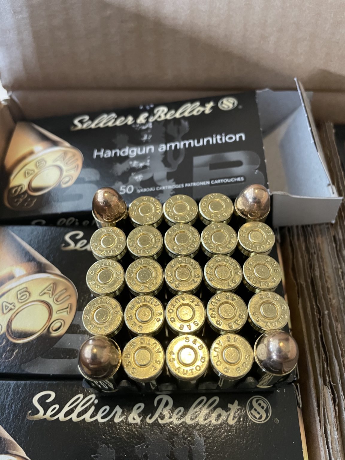 Sellier & Bellot 45 ACP, FMJ, 230 Grain Bullet. 1000 Round Case - CDVS