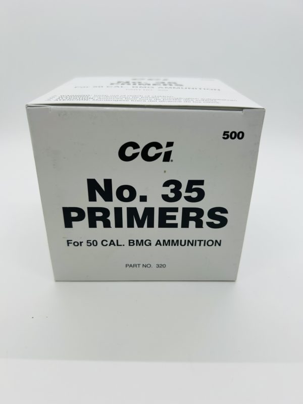 50 Cal. BMG CCI No. 35 primers. 500 pack 50 Caliber www.cdvs.us