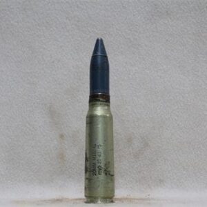 20mm Vulcan fired steel case dummy round with blue tpt projectile, Price Each
