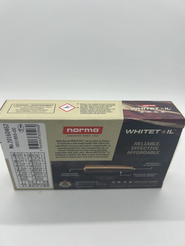 Norma Whitetail 243 Winchester Ammo 100 Grain Jacketed Soft Point Box of 20 .243 Win. www.cdvs.us