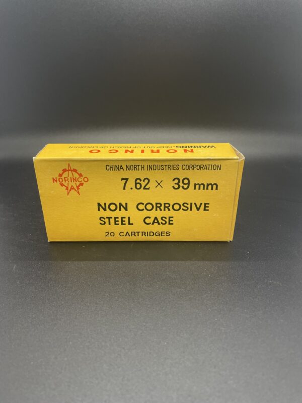 7.62x39 Norinco Pre ban steel core ammunition.