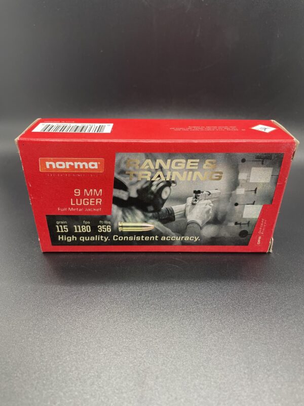 Norma Range & Training, 9mm, FMJ, 115 Grain, 50 Rounds