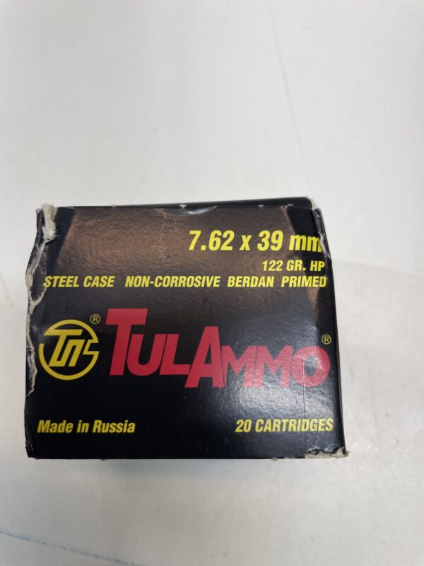 7.62x39 122 Grain Hollow Point TulAmmo. 20 rounds - Image 2