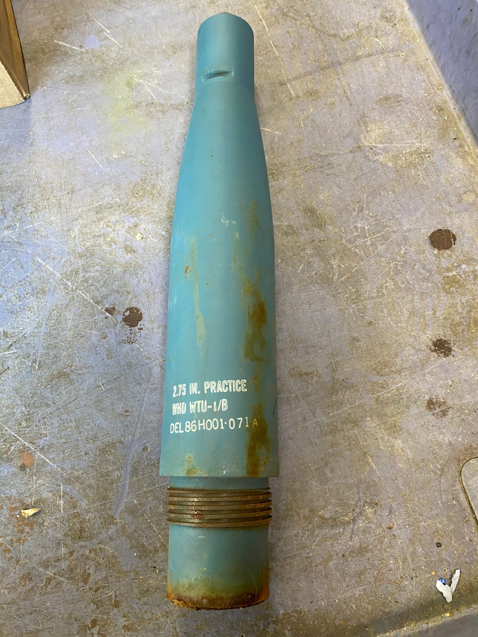 2.75 inch inert WTU-1B (HE) blue steel warhead