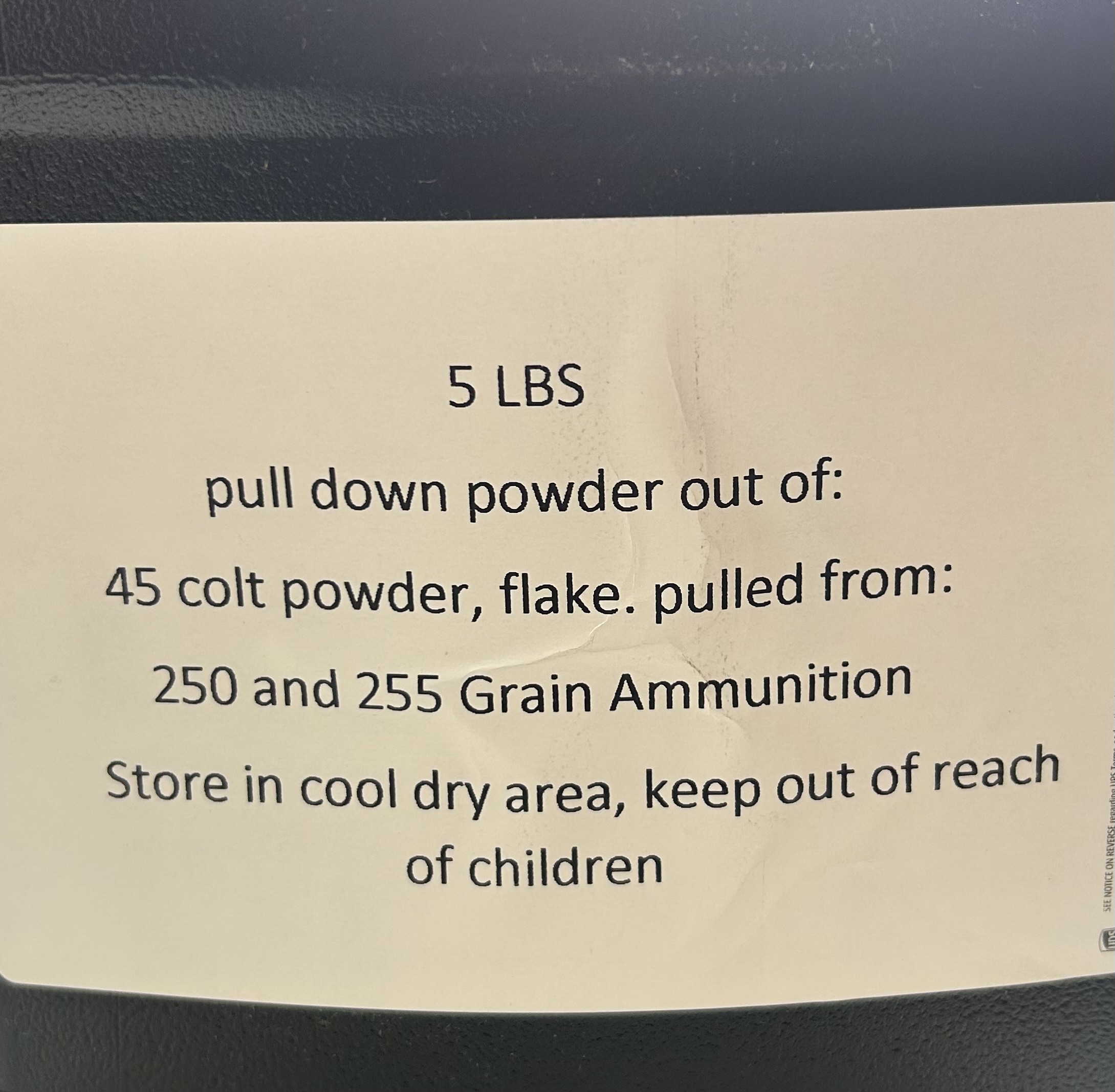 45 Colt Flake Powder out of 250 and 255 Grain Plated. 5 LB jug