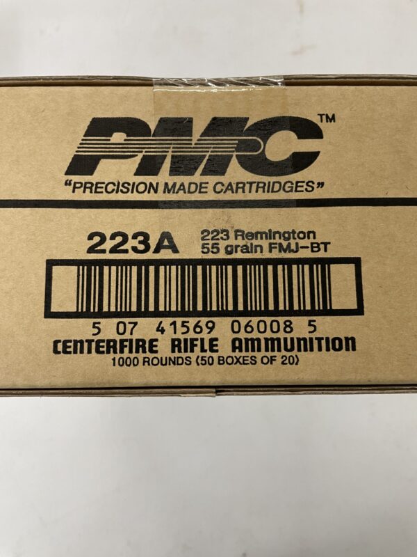 PMC .223 REMINGTON RIFLE AMMO - 55 GRAIN FMJ-BT 1,000 RD. CASE