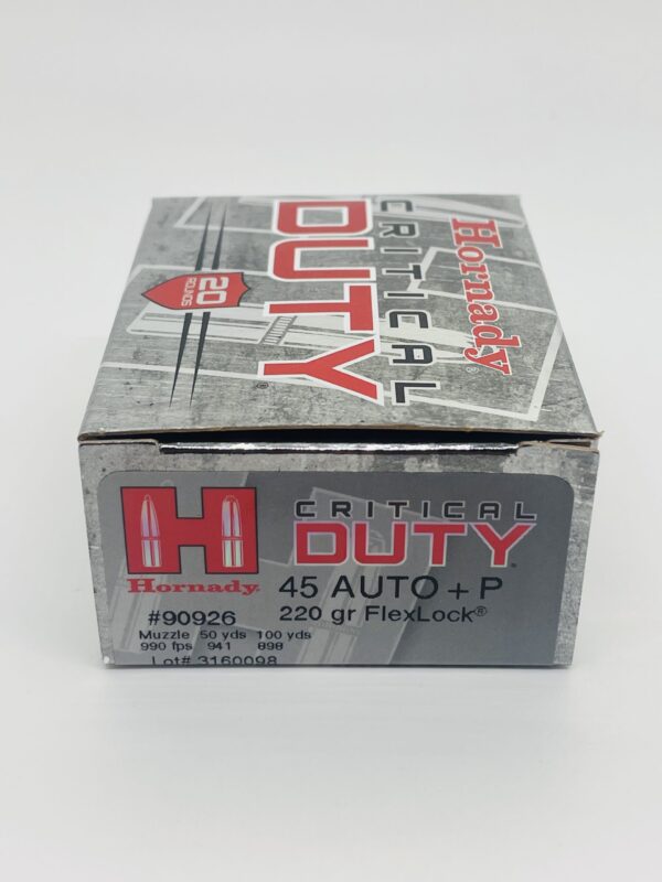 Hornady Critical Duty .45 ACP +P 220 Grain Jacketed Hollow Point Nickel Plated Brass Cased FlexLock Centerfire Pistol Ammunition 90926 Caliber: .45 ACP +P - Image 2