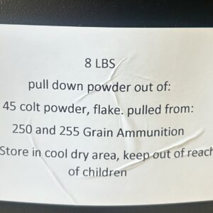 45 Colt Flake Powder out of 250 and 255 Grain Plated. 8 LB jug