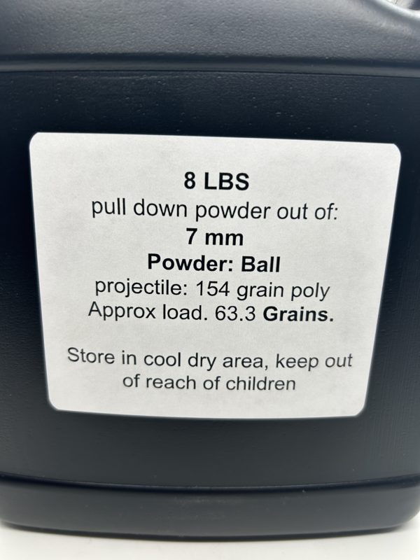 7MM powder.  8LB jug De-Mill Products www.cdvs.us