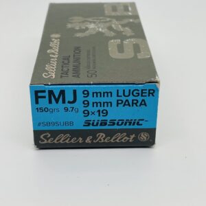 50 Round Box – 9mm Luger 150 Grain FMJ Subsonic Ammo Made By Sellier Bellot 9MM cdvs.us