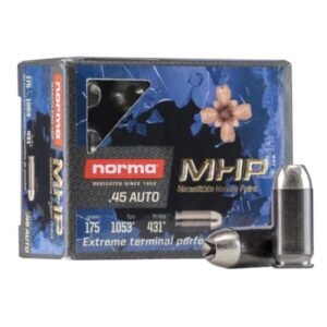 Norma Home Defense MHP Ammunition 45 ACP 175 Grain Solid Hollow Point Lead Free Box of 20 45 ACP cdvs.us