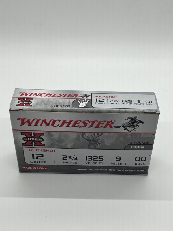 Winchester Super-X Ammunition 12 Gauge 2-3/4" Buffered 00 Buckshot 9 Pellets. 5 round box