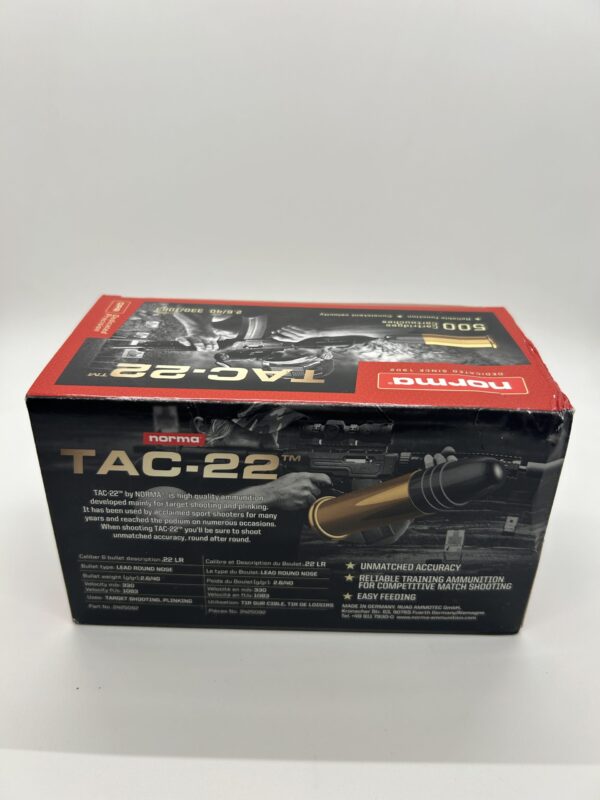 Norma TAC-22 Ammunition 22LR 40 Grain Lead Round Nose. 500 ROUND BRICK. - Image 3