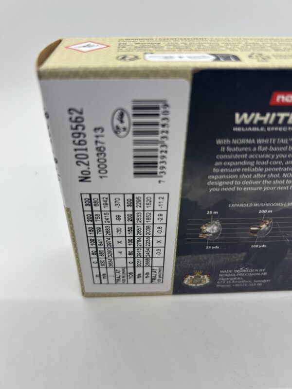 Norma Whitetail 270 Winchester Ammo 130 Grain Jacketed Soft Point Box of 20 - Image 3