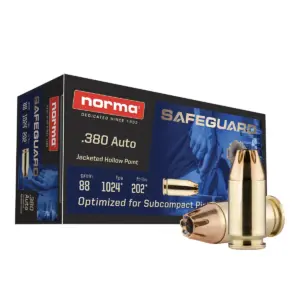 Norma Safeguard .380 Auto 88 Grain JHP Ammunition