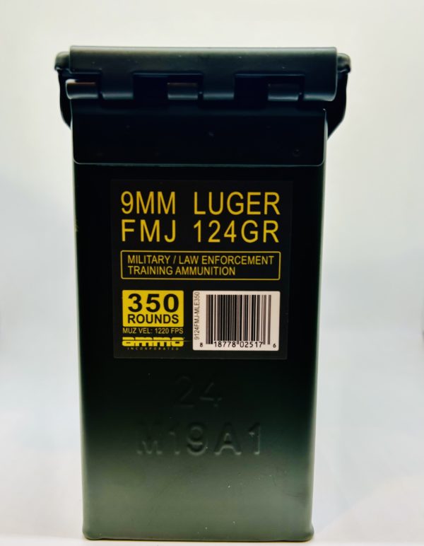 350RD AMMO CAN OF AMMO INC MIL/LE TRAINING AMMO 9MM 124GR FMJ 9MM www.cdvs.us