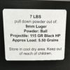 9mm Luger pull down powder out of 115 GR Black HP . 7 LBS 9MM www.cdvs.us