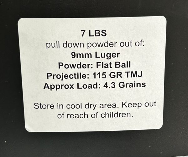 9mm Luger pull down powder out of 115 GR TMJ . 7 LBS 9MM www.cdvs.us