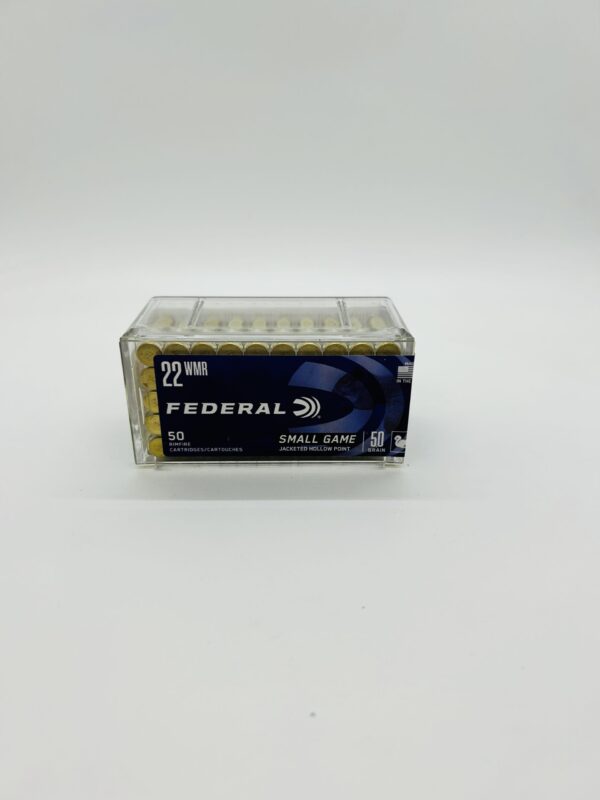 Federal Game-Shok 22 Winchester Magnum Rimfire (WMR) Ammo 50 Grain Jacketed Hollow Point. 50 rounds