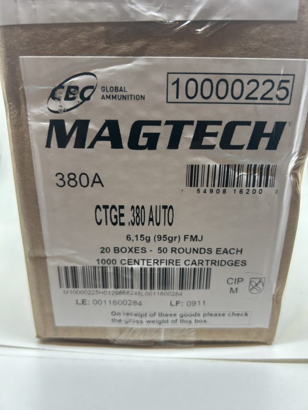 380 ACP AUTO Ammo 95 Grain Full Metal Jacket. Magtech .380 www.cdvs.us