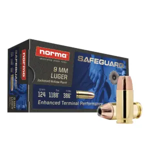 Norma Safeguard 9mm Luger 124 Grain JHP Ammunition