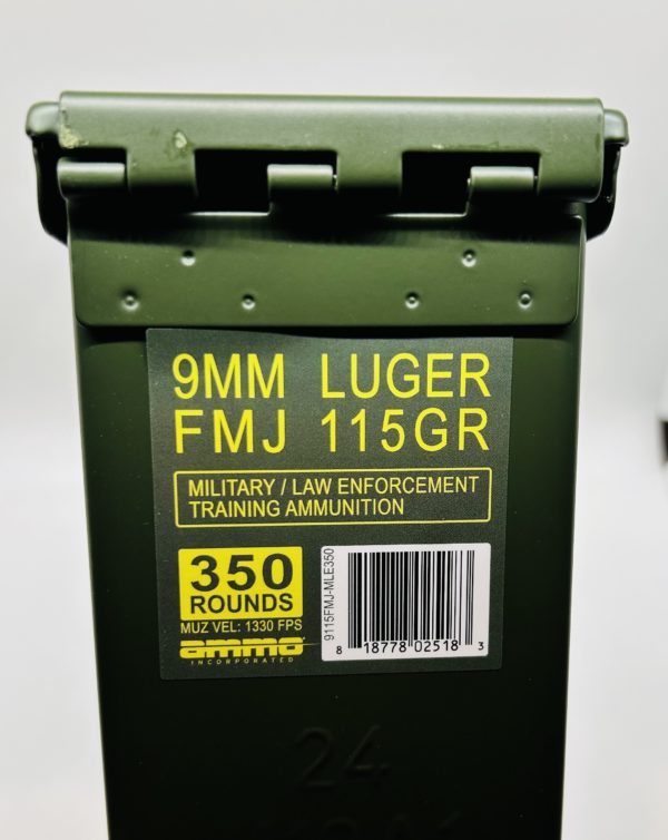 350RD AMMO CAN OF AMMO INC MIL/LE TRAINING AMMO 9MM 115GR FMJ 9MM www.cdvs.us