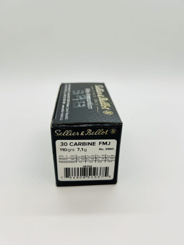 Sellier & Bellot 30 Carbine FMJ 110 Grains. 50 Round Box - Image 2