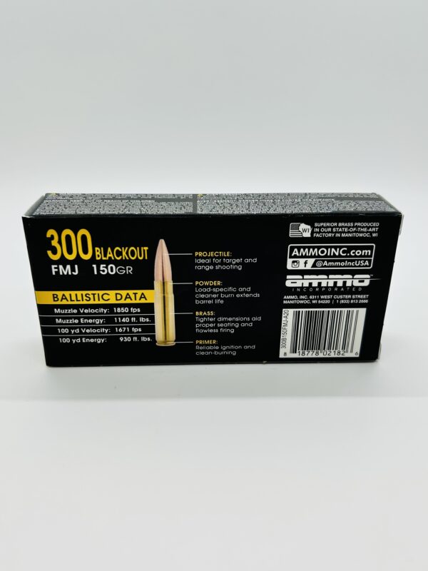 Ammo Inc Signature 300 Blackout Ammo 150 Grain Full Metal Jacket 20rds - Image 2