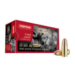 Norma Range & Training 9mm Luger 115 Grain FMJ Brass Case Ammunition