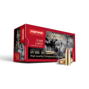 Norma Range & Training 9mm Luger 124 Grain FMJ Brass Case Ammunition