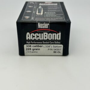 338 CALIBER 225 GRAIN ACCUBOND PROJECTILES. 50 COUNT