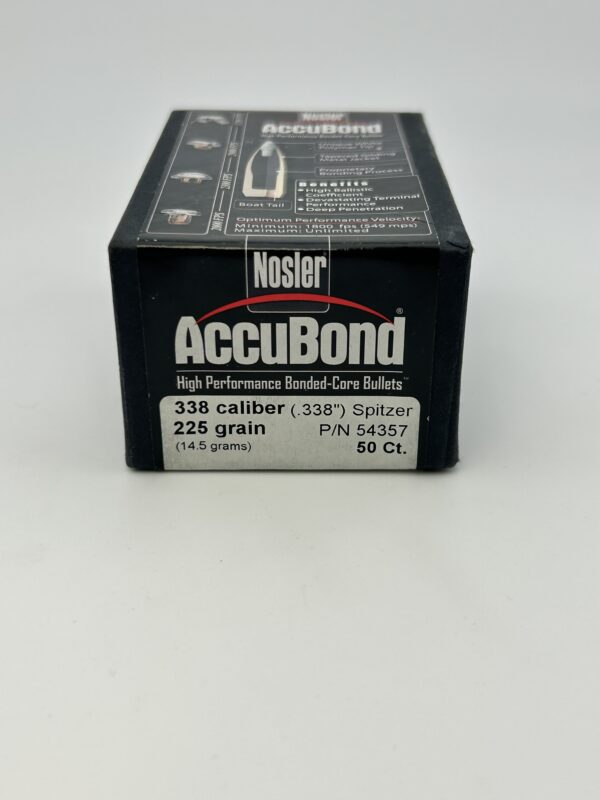 338 CALIBER 225 GRAIN ACCUBOND PROJECTILES. 50 COUNT