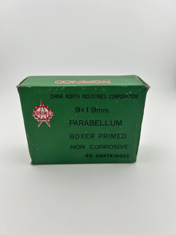 Rounds of Norinco 9x19 Parabellum Ammo. Boxer Primed, Non-Corrosive. 50 rounds