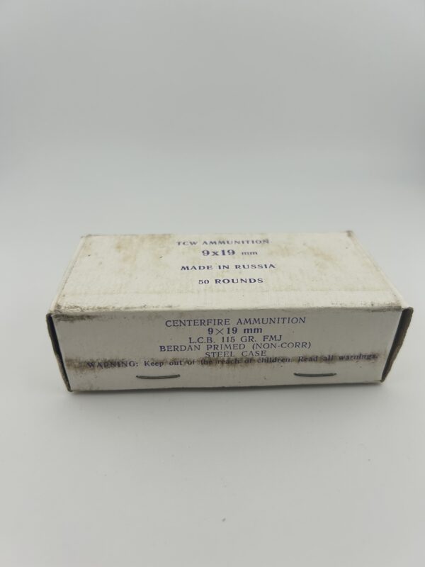 9mm TCW Ammunition. Made in Russia. 115 Grains, Non-Corrosive, Berdan Primed, Steel Case. 50 Rounds - Image 2