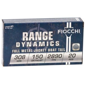 Fiocchi Range Dynamics 308 Winchester Ammo 150 Grain Full Metal Jacket Boat-Tail