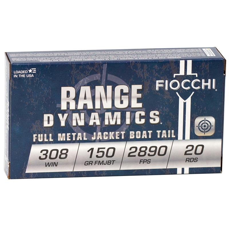 Fiocchi Range Dynamics 308 Winchester Ammo 150 Grain Full Metal Jacket Boat-Tail