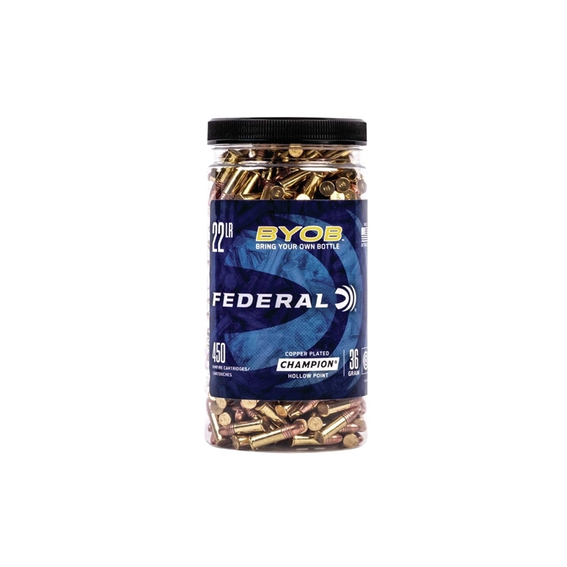 Federal Champion 22 Long Rifle Ammo 36 Grain Copper Plated Hollow Point. 450 RDS