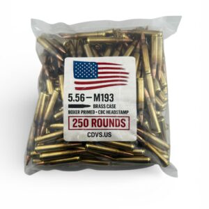 5.56 NATO M193 – Brass Case, Boxer-Primed (CBC Headstamp) – 250 Rounds