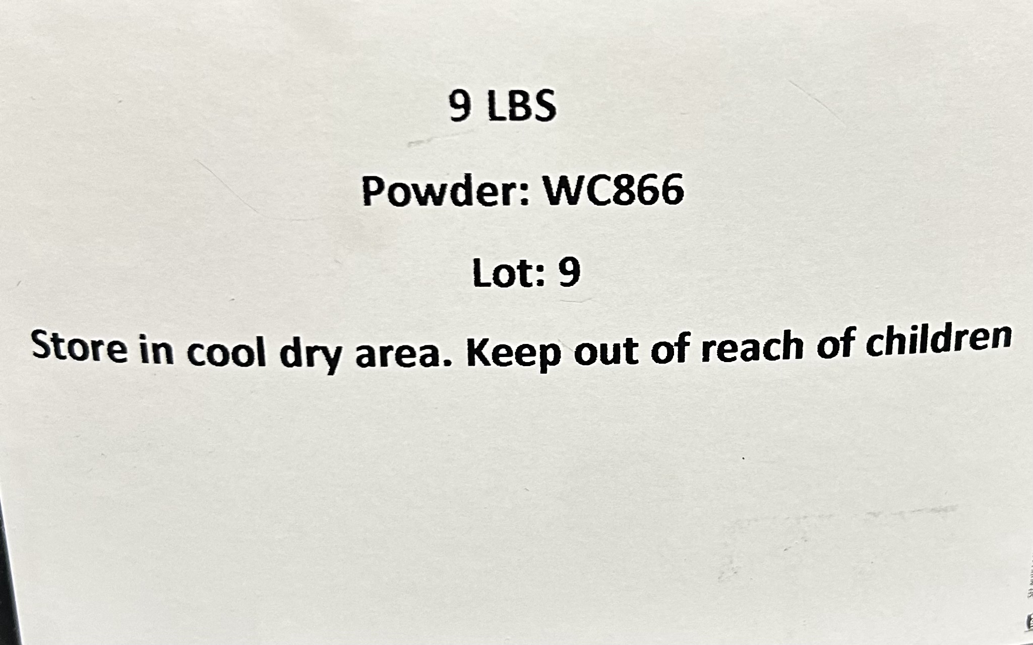 WC866 Powder. 9 LBS