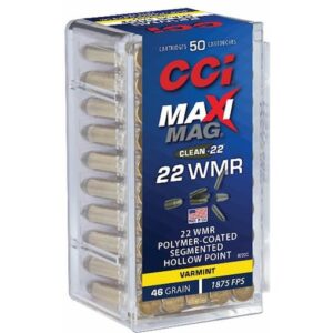 CCI Maxi-Mag Clean 22 WMR Ammo 46 Grain Polymer - Coated Segmented Hollow Point. 50 RDS.