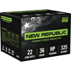 New Republic Training & Range 22 LR Ammo 36 Grain Hollow Point. 325 ROUNDS
