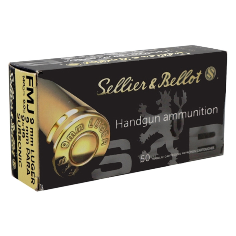 Sellier & Bellot 9mm Ammo 140 Grain Subsonic Full Metal Jacket.