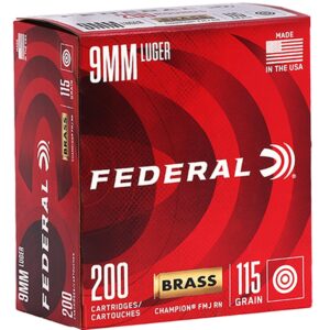 Federal Champion 9mm Ammo 115 Grain Full Metal Jacket. 200 Round pack