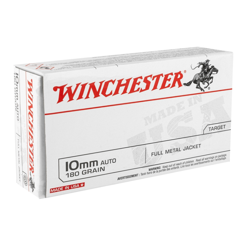 Winchester USA 10mm Auto Ammo 180 Grain Full Metal Jacket Target. 50 Rounds