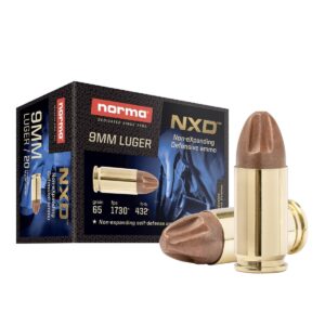 Norma NXD 9mm Luger Ammo 65 Grain Norma NXD Fluted Lead Free Box of 20