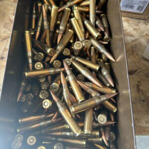308 ball ammo,150 grain. 500 rounds in 50 cal metal can.