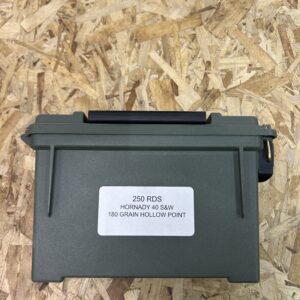 .40 Hornady S&W 180 Grain Hollow Point ammo. 250 Rounds.