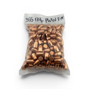 0.355 124 Grain Plated Flat Nose Pull Down Projectiles. 215 Pack